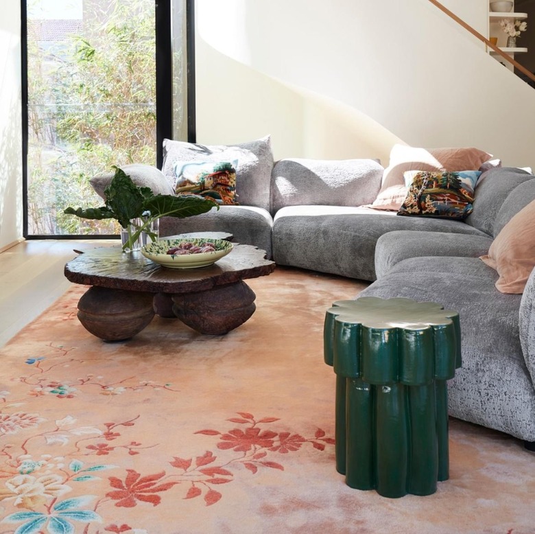 Living room with light gray sectional