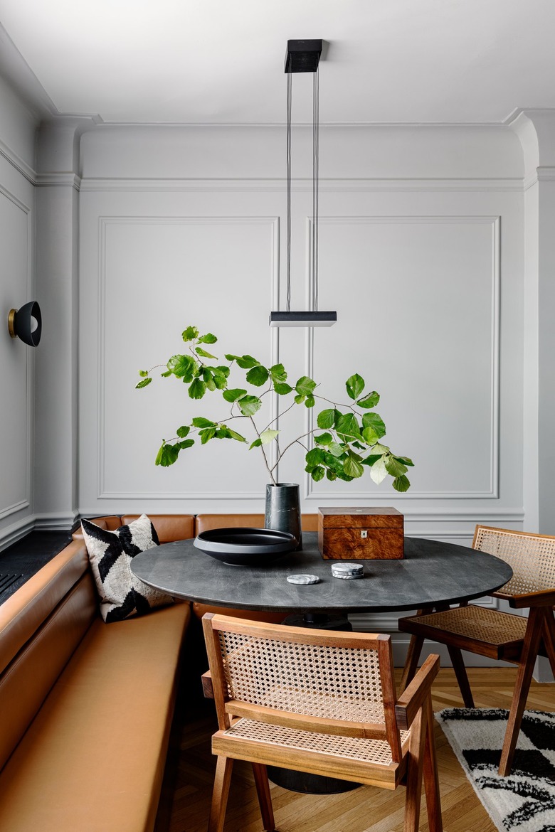 dining room with gray walls