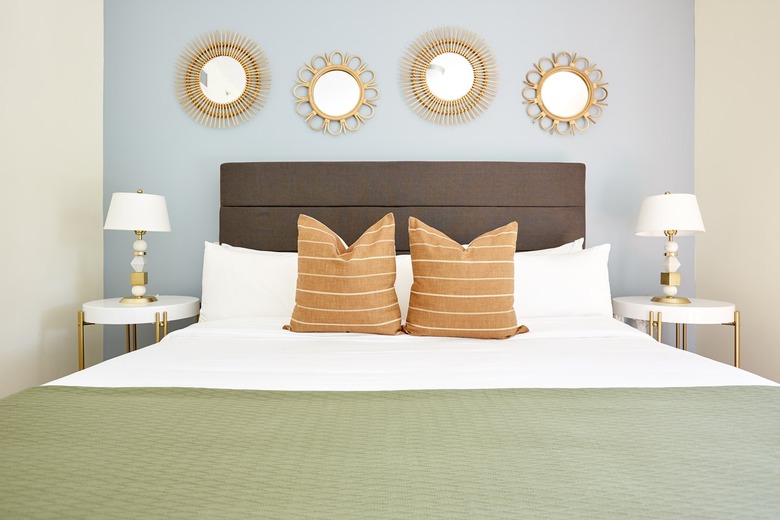 bedroom with blue wall