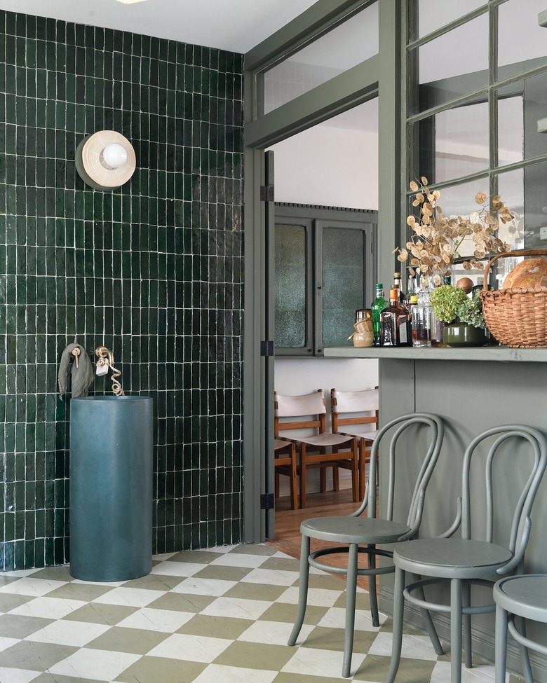 sage and forrest green mud room