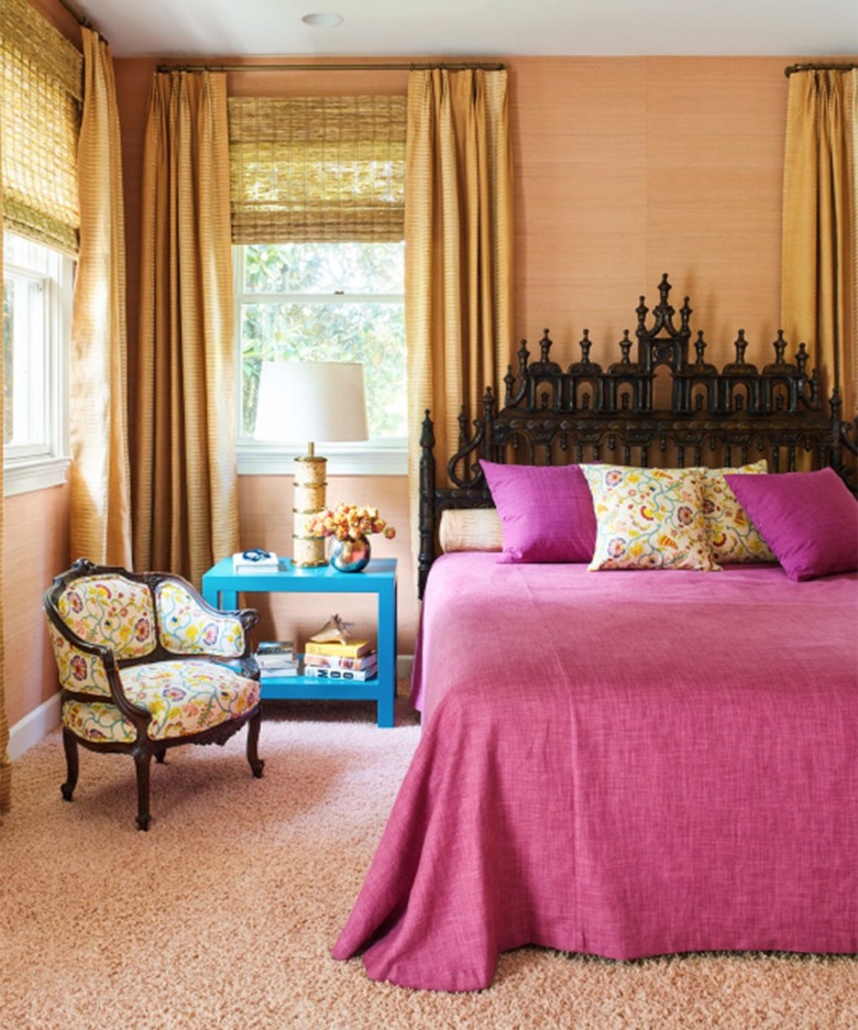 bedroom with fuchsia bedding