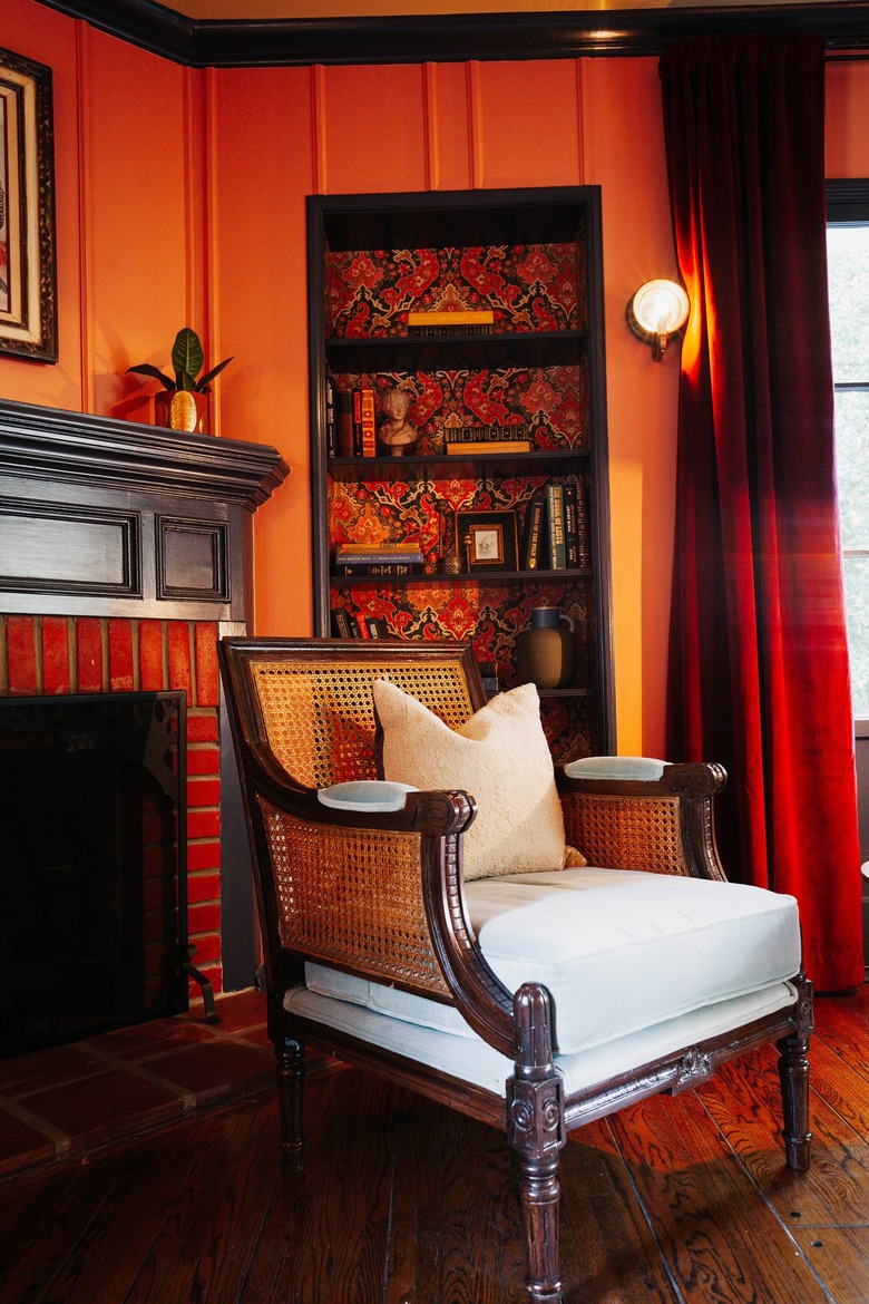 Living room with victorian armchair