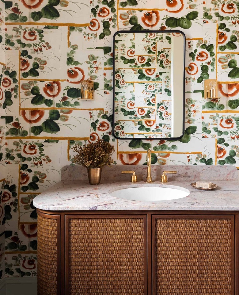 terra cotta and hunter green color idea in powder room