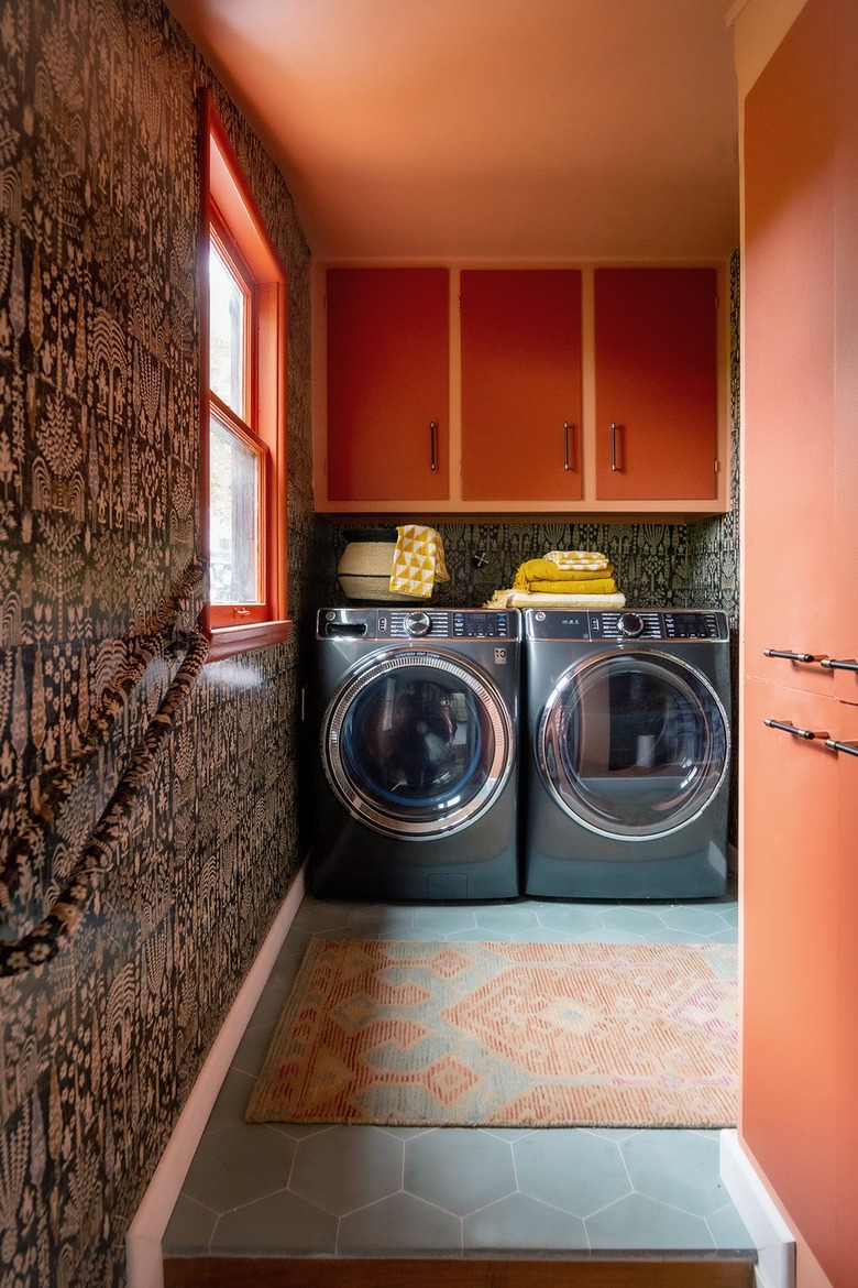 terra cotta and red laundry room makeover