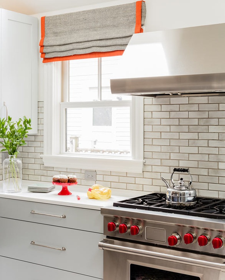 Orange and grey kitchen