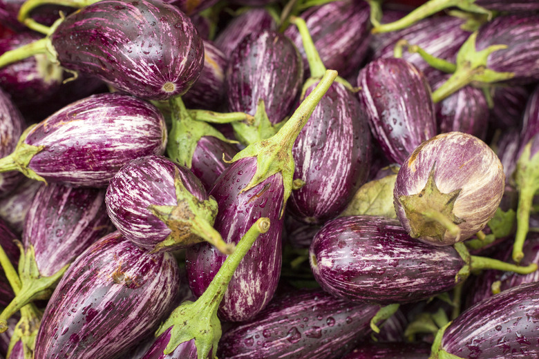 Fresh eggplants on the market - Solanum melongena