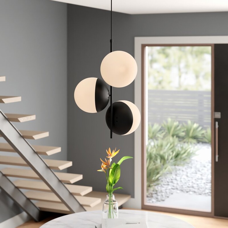 Globe style black and white contemporary dining room lighting