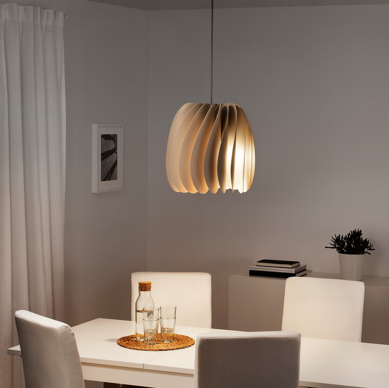contemporary dining room lighting with plastic curved IKEA pendant