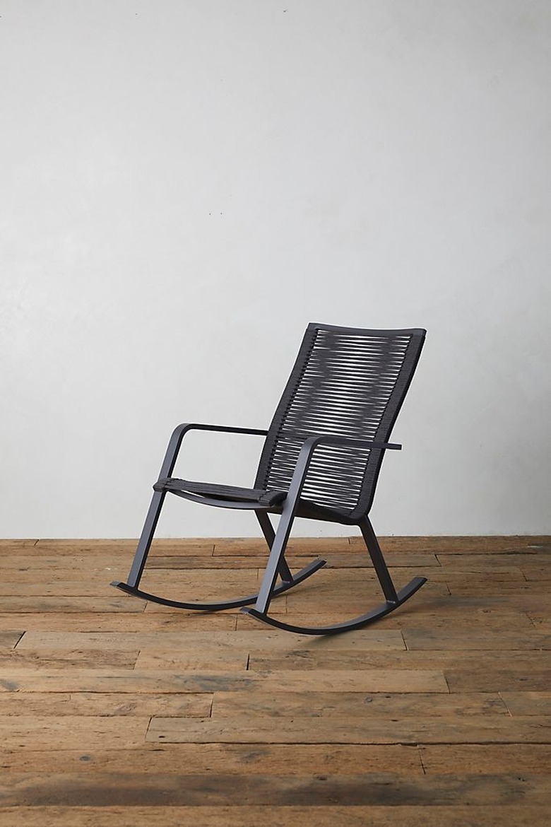 Terrain contemporary rocking chair made from black woven material