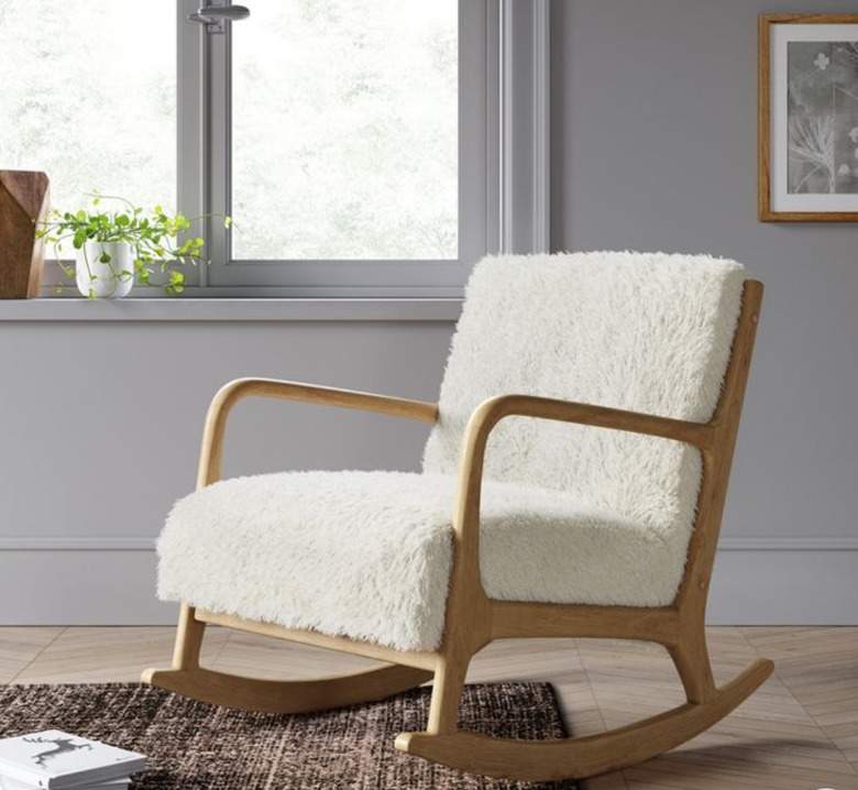 Target contemporary rocking chair made with nubby sherpa and wood