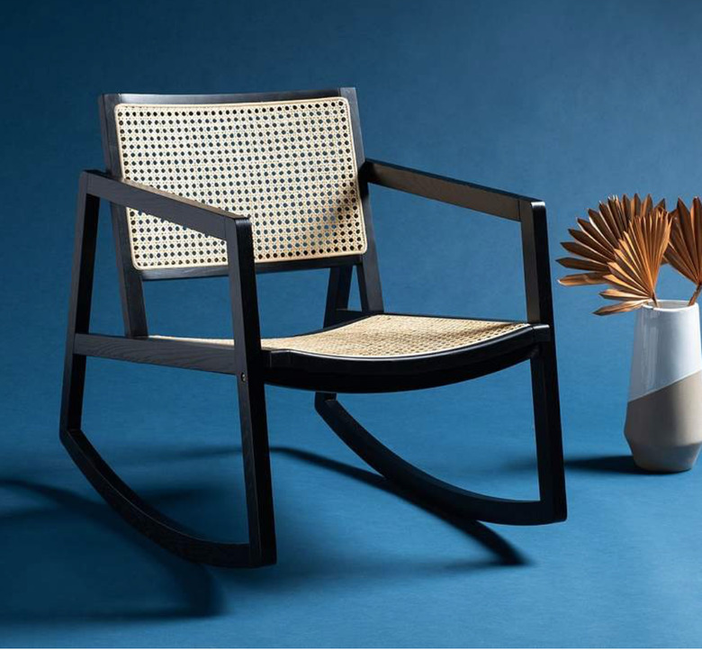 Lamps Plus contemporary rocking chair made with glossy black cane