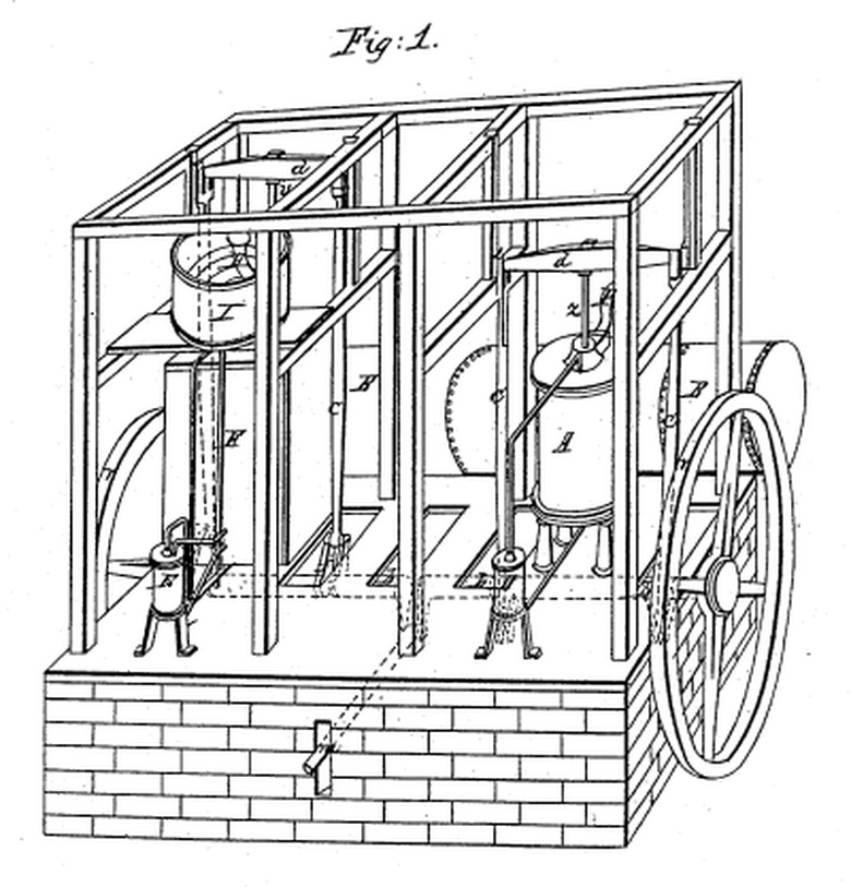 Schematic of Dr. John Gorrie's ice cooling machine
