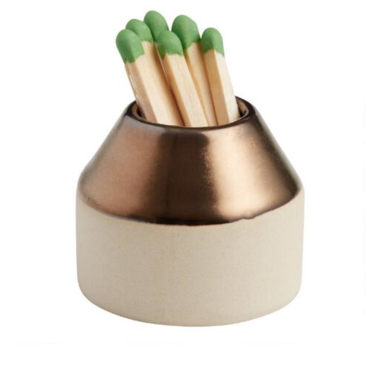 World Market Metallic Gold and Natural Dome Match Striker