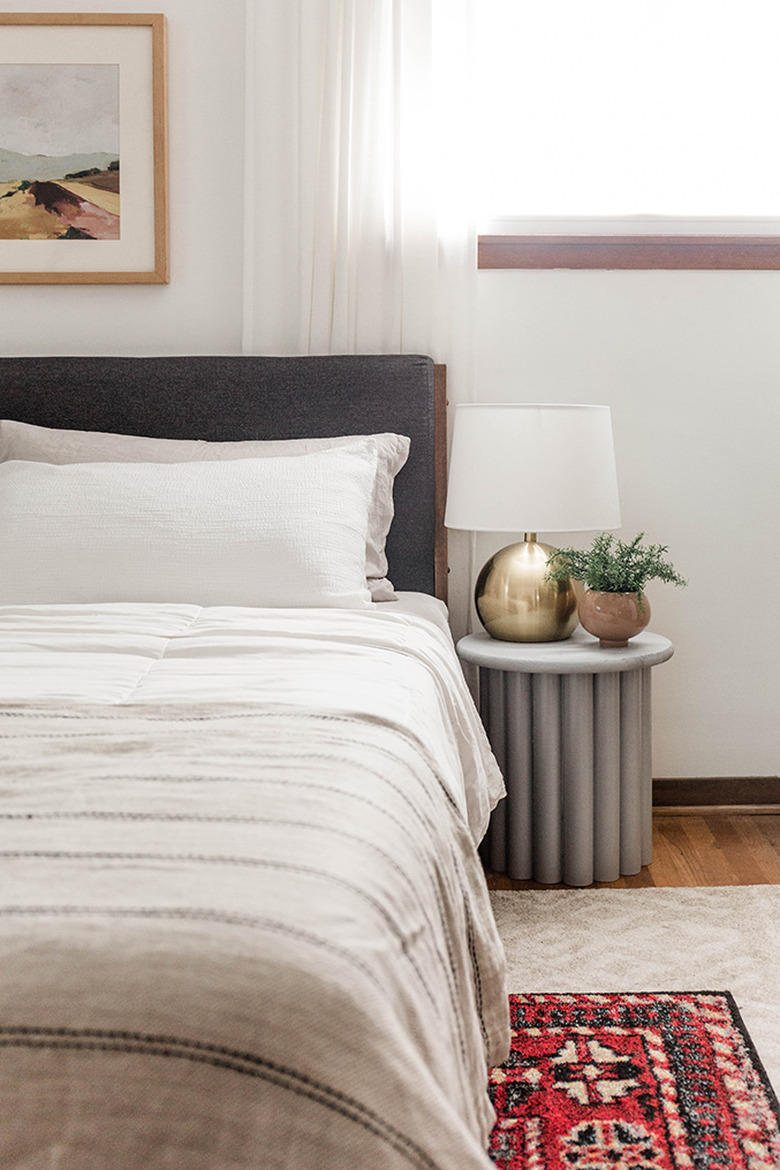 This gray ribbed side table looks exactly like the West Elm version but is $138 cheaper to make.