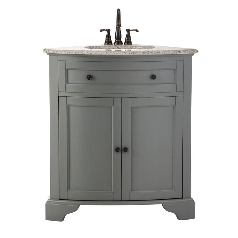 gray corner bathroom vanity from The Home Depot