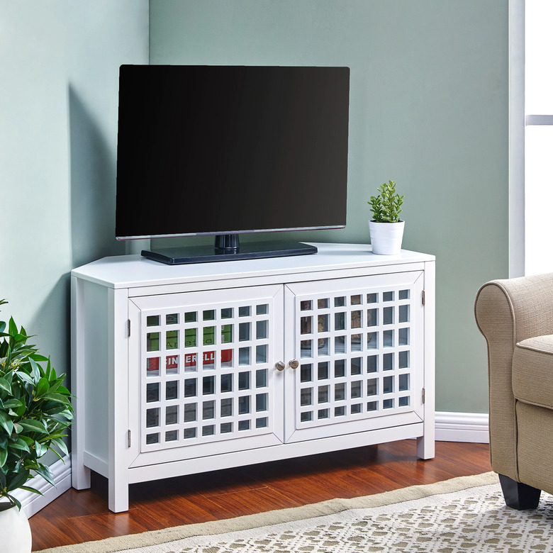 White corner TV unit
