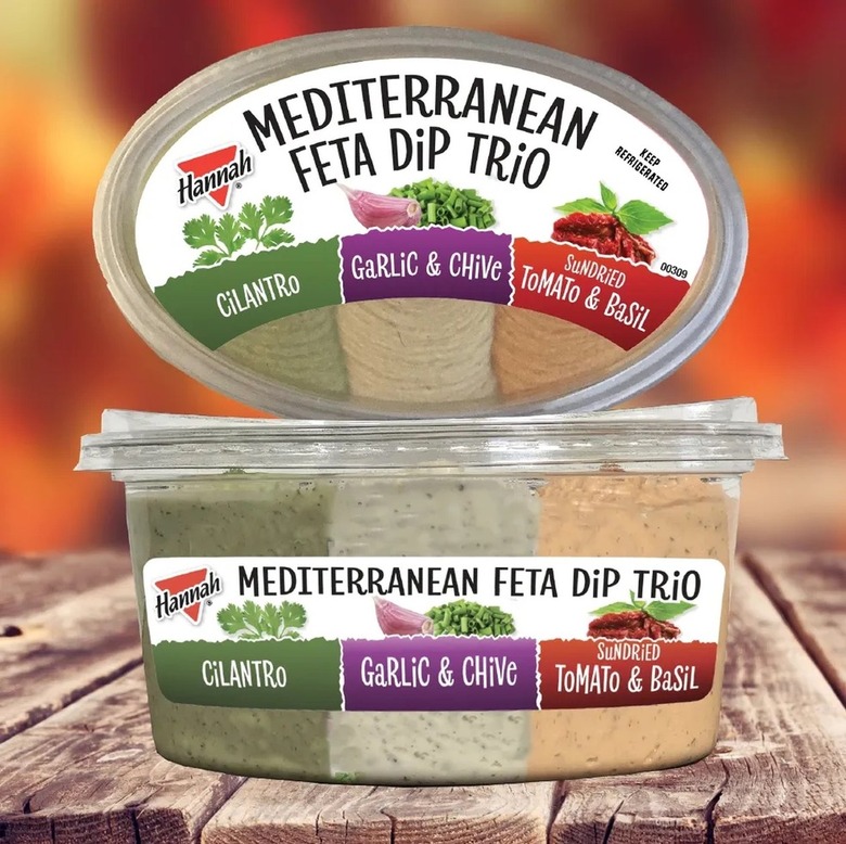 Image of Hannah's Mediterranean Feta Dip Trio with three flavors: sun-dried tomato & basil