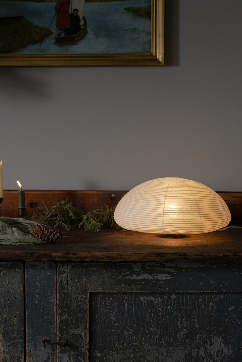 rice paper saucer lantern on dresser