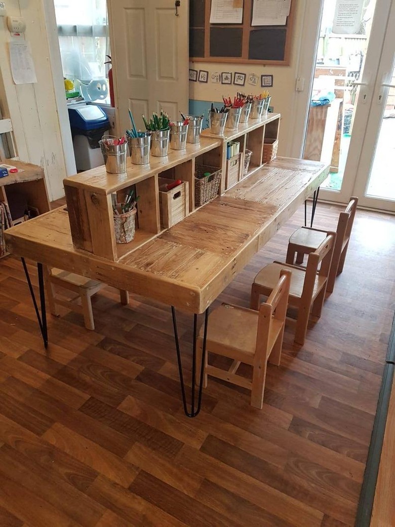 Craft Table with Storage armoire reclaimed wood