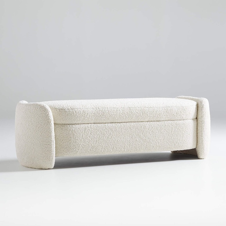 oval boucle storage bench