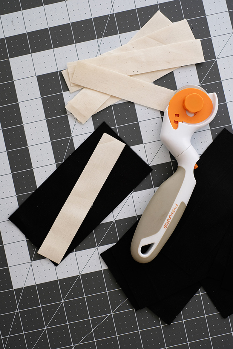 Cut 1x6 inch and 3x6 inch rectangles