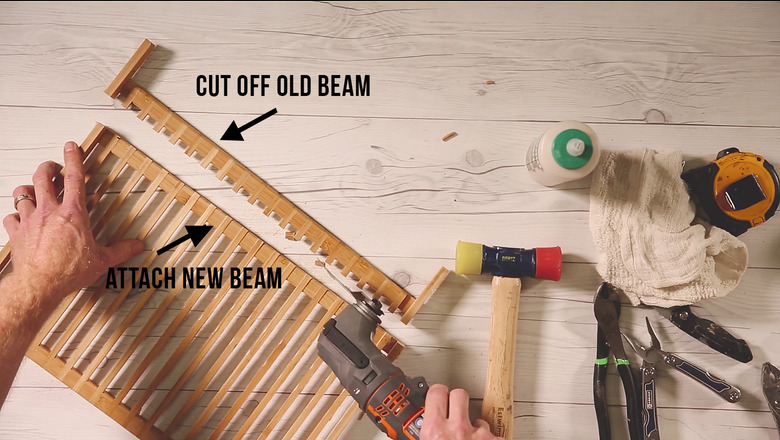 Cutting off excess wood from plate rack