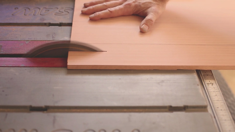 Cutting redwood board to size