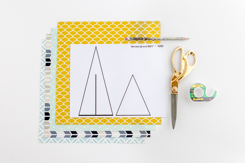 Here's what you'll need to make your DIY Paper Christmas Tree Centerpiece.