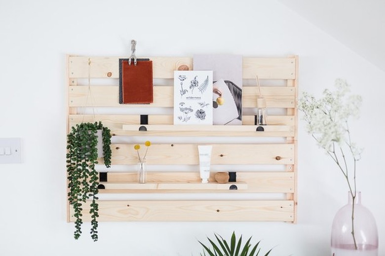 Wood wall shelving and organization unit