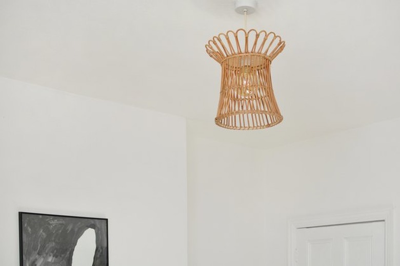 Boho pendant lighting from an IKEA basket.