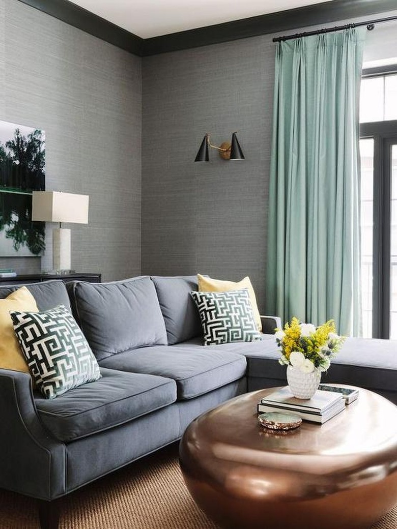 Living room with gray walls