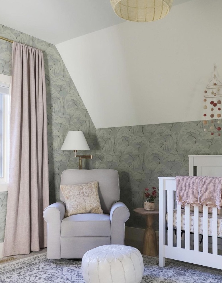 green walls and curtains