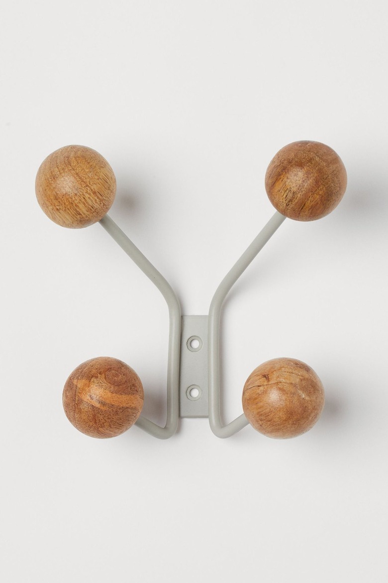 wooden and metal coat hooks