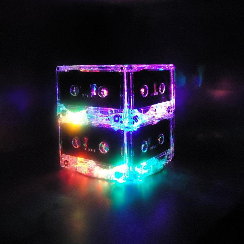 decor item made with cassettes with lights