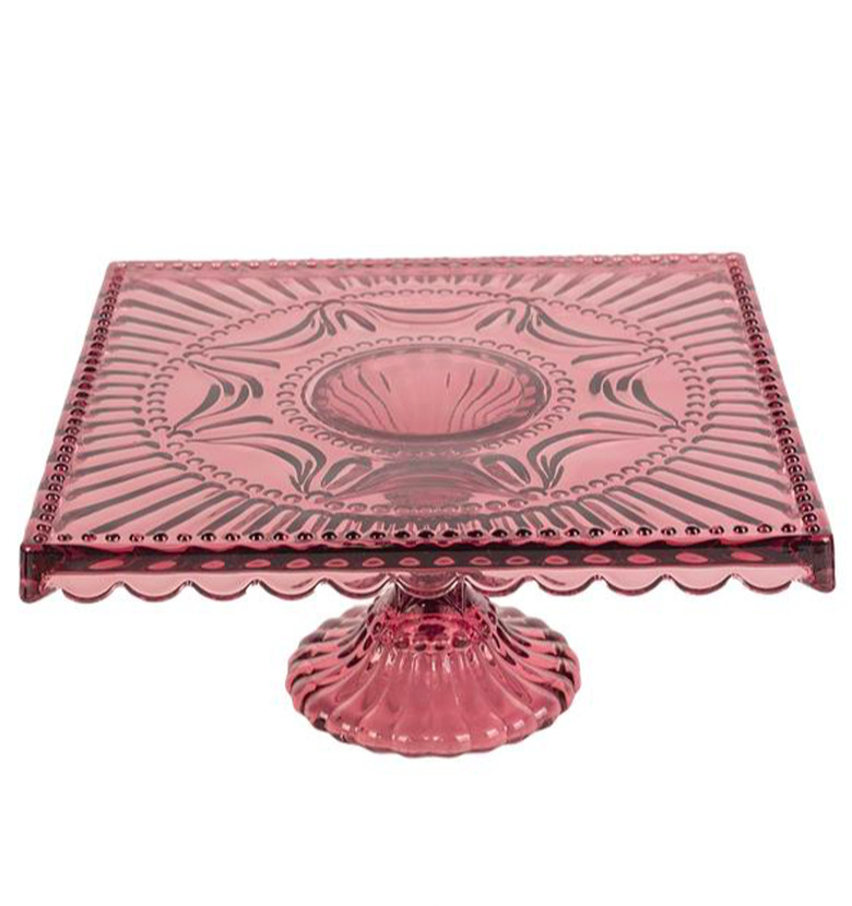 amethyst Depression glass pedestal cake stand