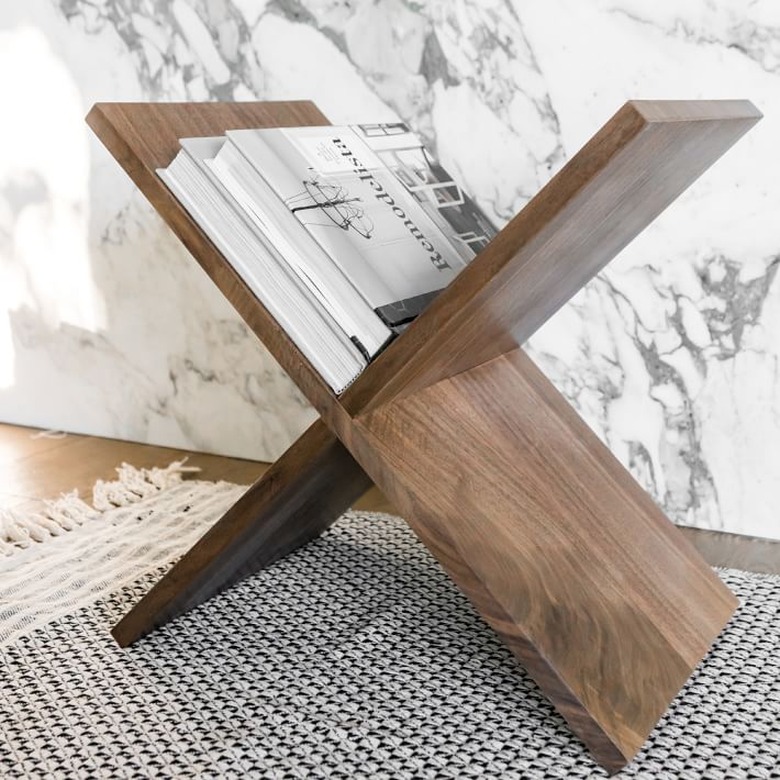 x wood magazine stand