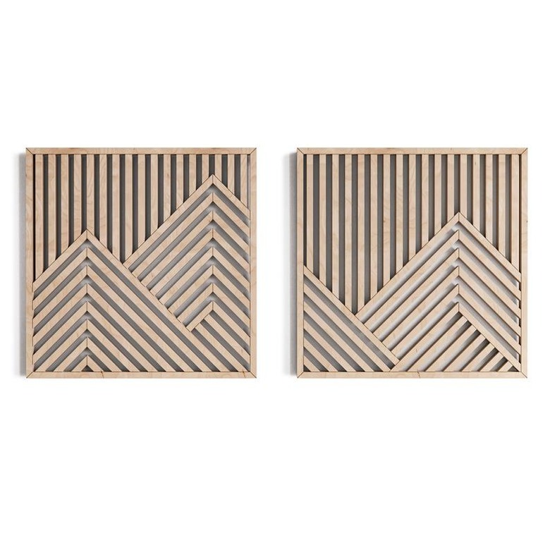 wood mountainscape wall art