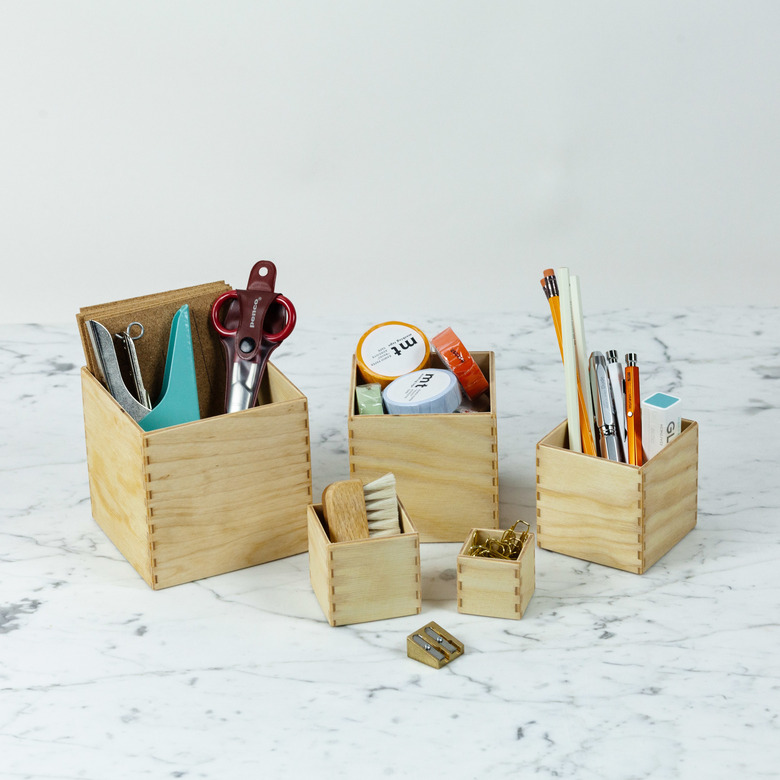 Grimm's Toys Small Set of 5 Boxes as Desk Organizers