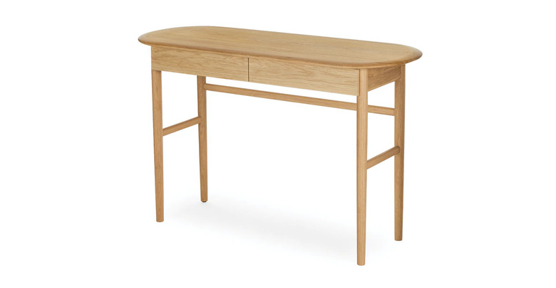 light wood rounded desk