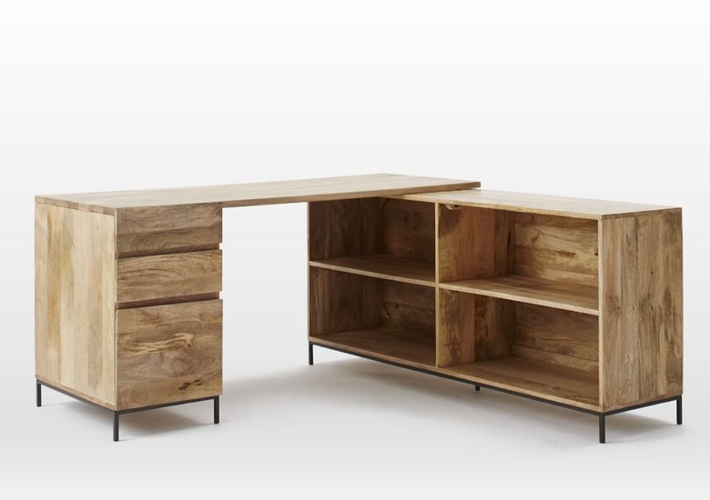 industrial corner desk with book case and drawers