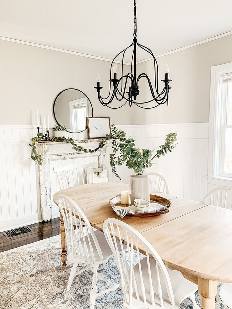 Dining room table with wood tray