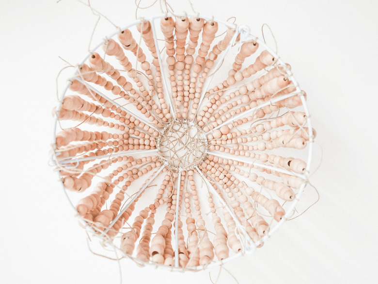 diy beaded wood chandelier