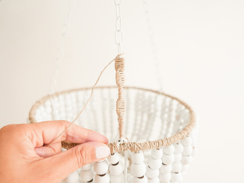 diy beaded wood chandelier