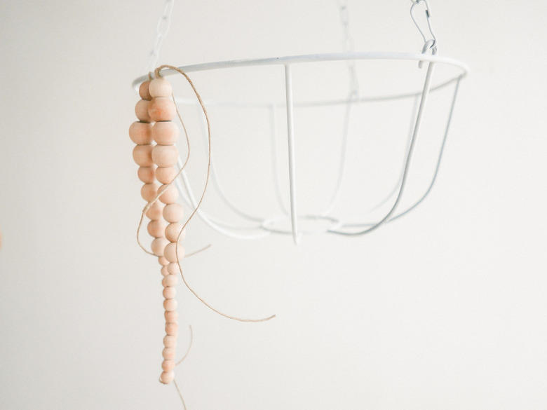 diy beaded wood chandelier