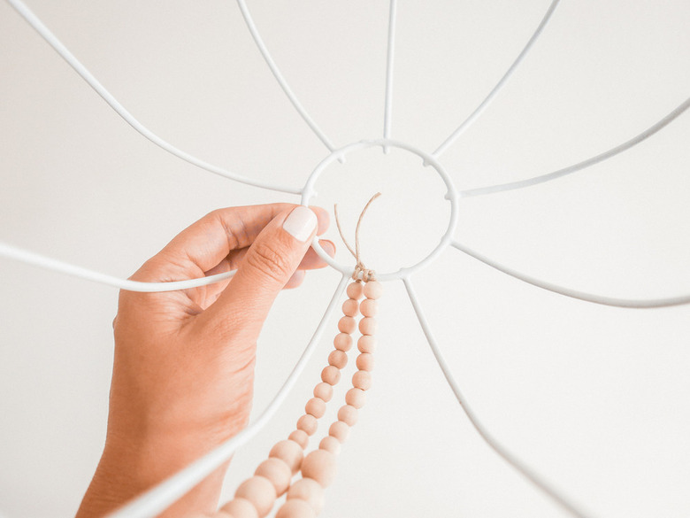 diy beaded wood chandelier