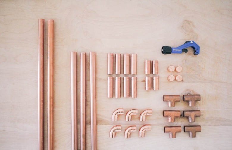 all the copper pieces needed for the clothing rack