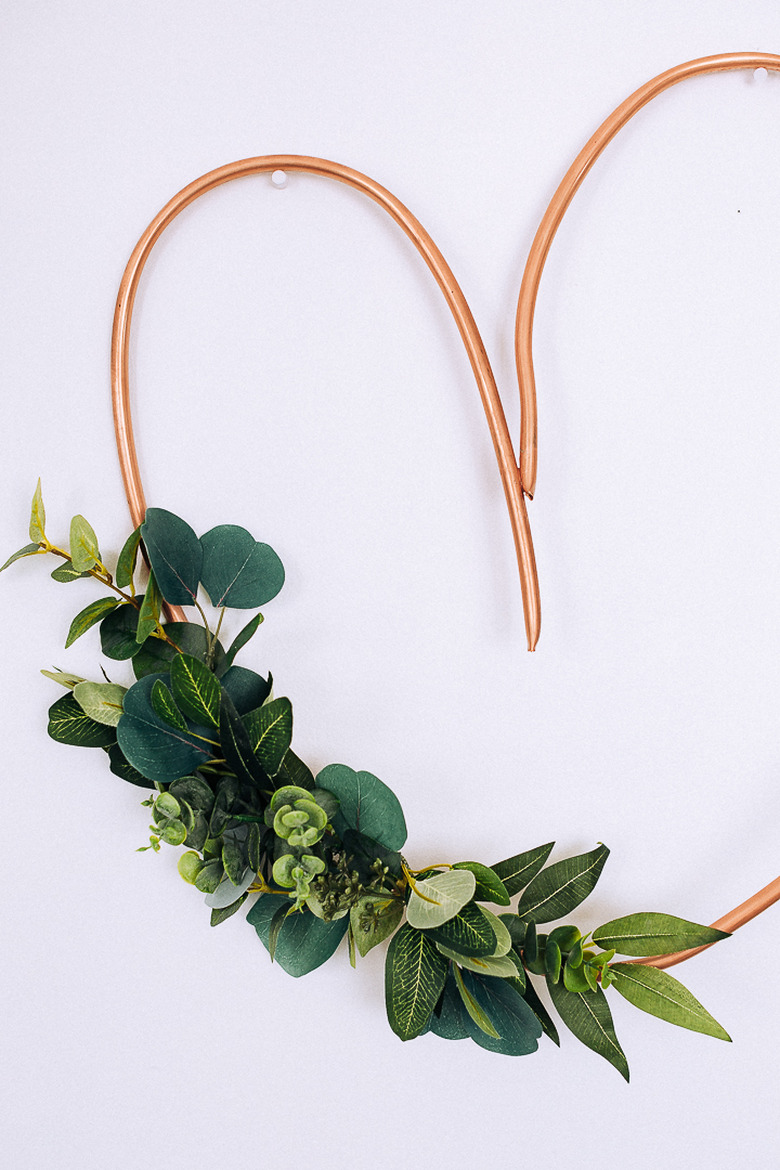 Copper Piping Heart with Eucalyptus