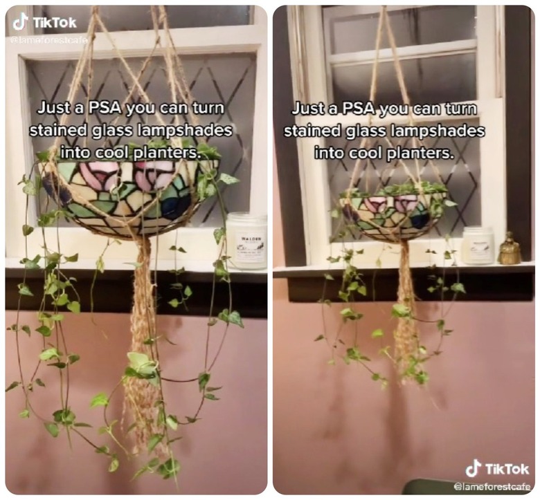 Stained glass lampshade planters