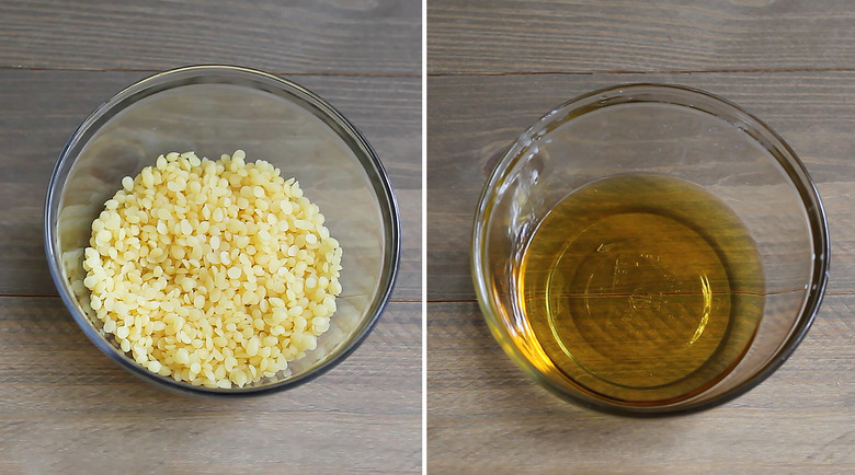 Before after of beeswax melted