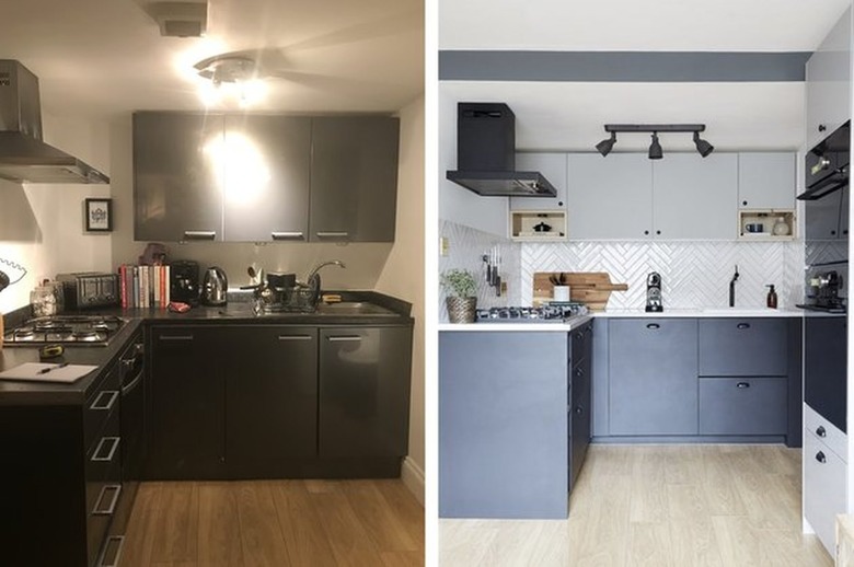Before and after kitchen photos.